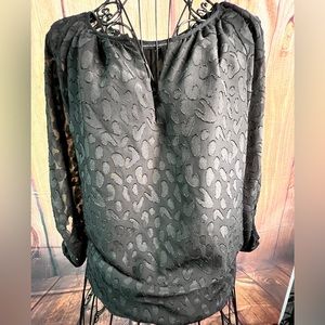 White House Black Market black animal print blouse size S